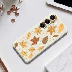 For Samsung Galaxy S25 Case Maple Leaves Pattern Printing Straight Edge TPU Phone Back Cover