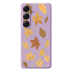 For Samsung Galaxy S25 Case Maple Leaves Pattern Printing Straight Edge TPU Phone Back Cover
