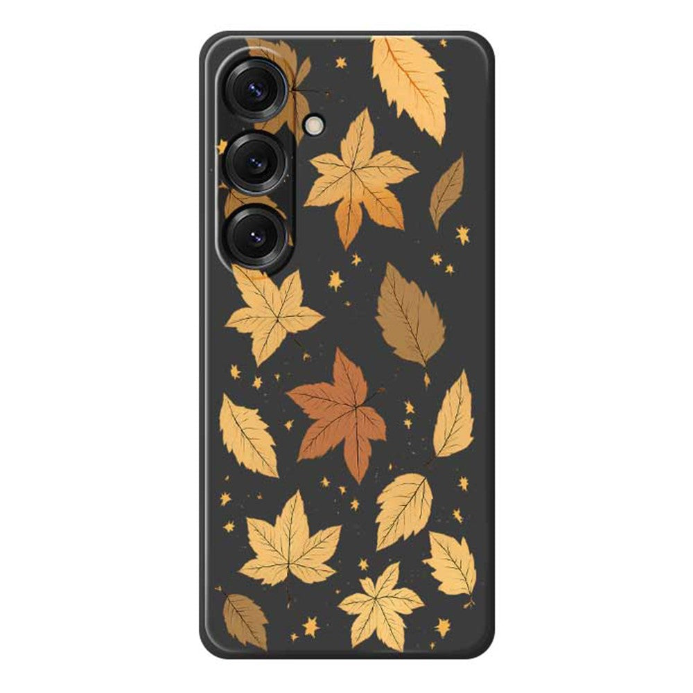 For Samsung Galaxy S25 Case Maple Leaves Pattern Printing Straight Edge TPU Phone Back Cover