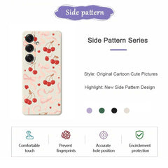 For Samsung Galaxy S25 Case Big Bow Cherry Pattern Printing Straight Edge TPU Phone Back Cover