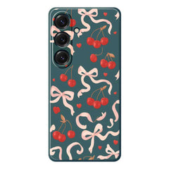 For Samsung Galaxy S25 Case Big Bow Cherry Pattern Printing Straight Edge TPU Phone Back Cover