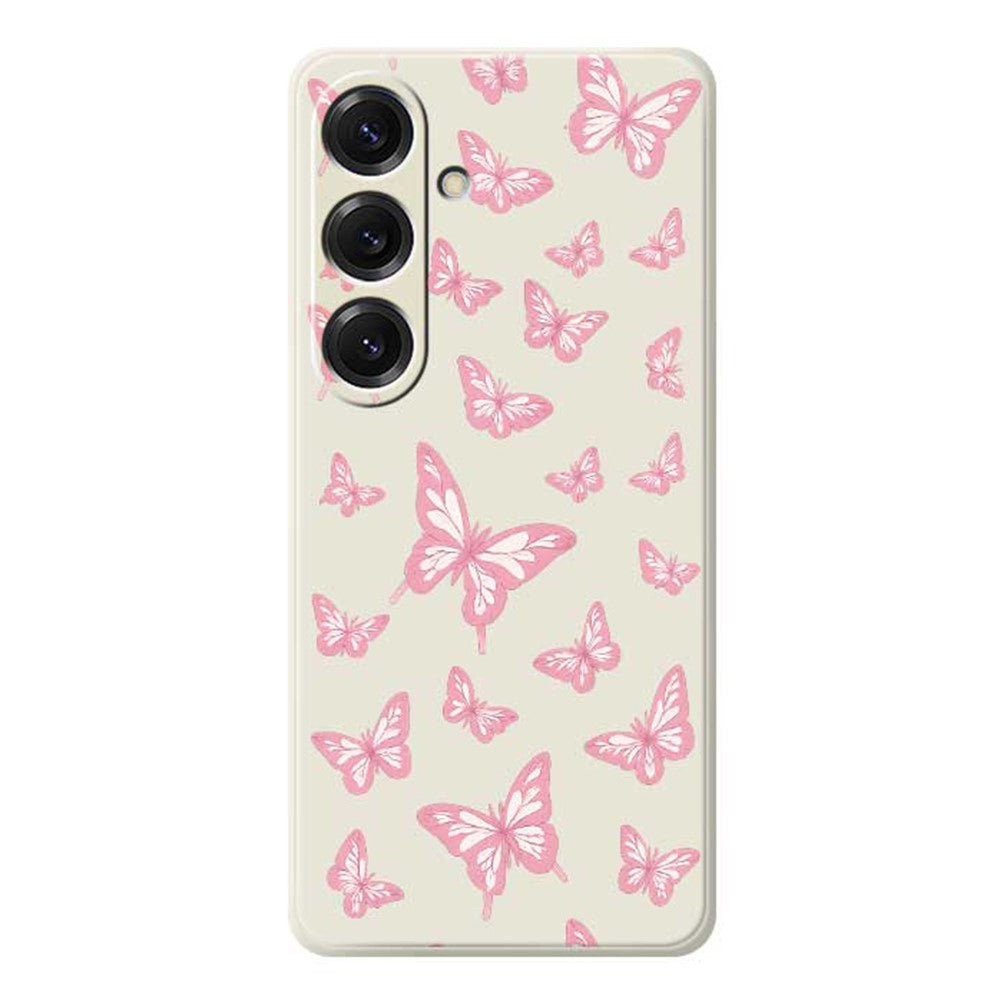 For Samsung Galaxy S25 Case Pink Butterflies Pattern Printing Straight Edge TPU Phone Back Cover - TechGearPal