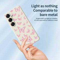 Für Samsung Galaxy S25 Hülle Rosa Schmetterlinge Musterdruck Gerade Kante TPU Telefon Rückseite 