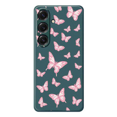Für Samsung Galaxy S25 Hülle Rosa Schmetterlinge Musterdruck Gerade Kante TPU Telefon Rückseite 