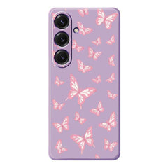 Für Samsung Galaxy S25 Hülle Rosa Schmetterlinge Musterdruck Gerade Kante TPU Telefon Rückseite 