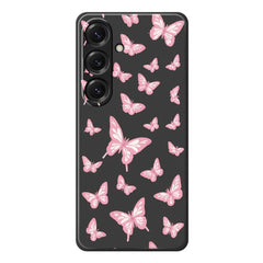 Für Samsung Galaxy S25 Hülle Rosa Schmetterlinge Musterdruck Gerade Kante TPU Telefon Rückseite 