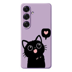 For Samsung Galaxy S25 Case Love Black Cat Pattern Printing Straight Edge TPU Phone Back Cover