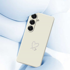 For Samsung Galaxy S25 Case White Love Pattern Printing Straight Edge TPU Phone Back Cover