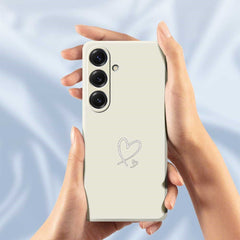 For Samsung Galaxy S25 Case White Love Pattern Printing Straight Edge TPU Phone Back Cover