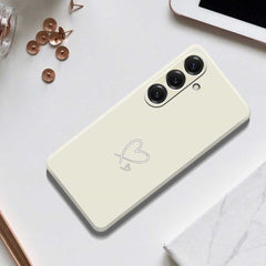 For Samsung Galaxy S25 Case White Love Pattern Printing Straight Edge TPU Phone Back Cover