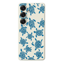 For Samsung Galaxy S25 Case Blue Turtle Pattern Printing Straight Edge TPU Phone Back Cover