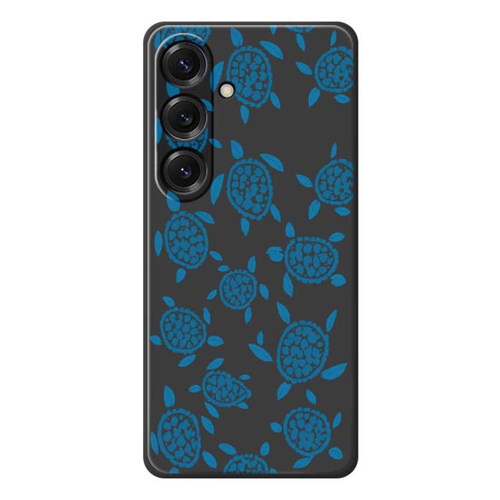 For Samsung Galaxy S25 Case Blue Turtle Pattern Printing Straight Edge TPU Phone Back Cover