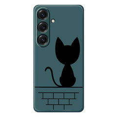 For Samsung Galaxy S25 Case Black Cat on the Wall Pattern Printing Straight Edge TPU Phone Back Cover