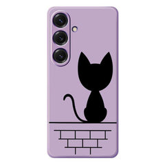 For Samsung Galaxy S25 Case Black Cat on the Wall Pattern Printing Straight Edge TPU Phone Back Cover