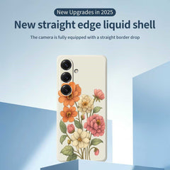 For Samsung Galaxy S25 Case Beautiful Flowers Pattern Printing Straight Edge TPU Phone Back Cover