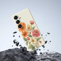 For Samsung Galaxy S25 Case Beautiful Flowers Pattern Printing Straight Edge TPU Phone Back Cover