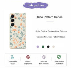 Für Samsung Galaxy S25 Hülle Gelbe Blumen Muster Druck Gerade Kante TPU Telefon Rückseite 