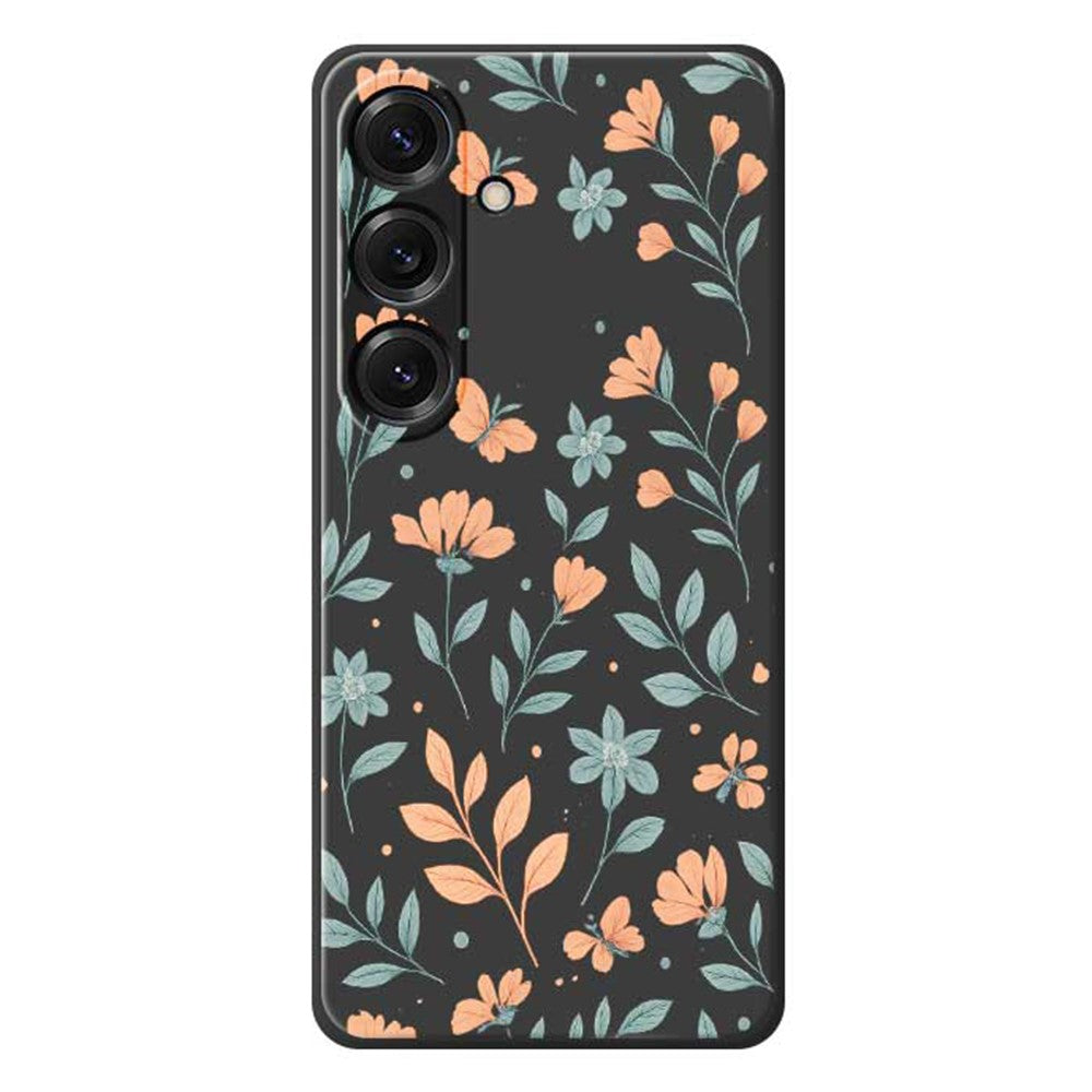 Für Samsung Galaxy S25 Hülle Gelbe Blumen Muster Druck Gerade Kante TPU Telefon Rückseite 