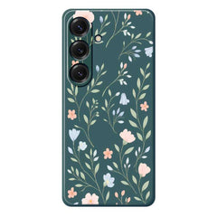 For Samsung Galaxy S25 Case Pink Blue Flowers Pattern Printing Straight Edge TPU Phone Back Cover