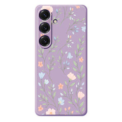 For Samsung Galaxy S25 Case Pink Blue Flowers Pattern Printing Straight Edge TPU Phone Back Cover
