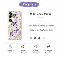 For Samsung Galaxy S25 Case Purple Butterflies Pattern Printing Straight Edge TPU Phone Back Cover