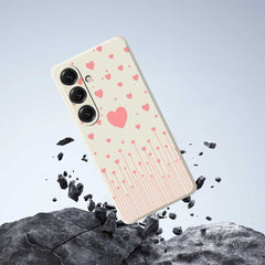 For Samsung Galaxy S25 Case Pink Love Pattern Printing Straight Edge TPU Phone Back Cover