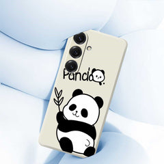 Coque arrière en TPU pour Samsung Galaxy S25, motif panda imprimé, bords droits 