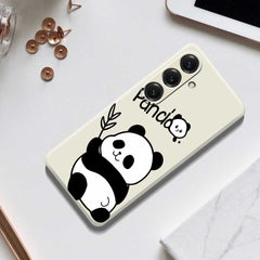 Coque arrière en TPU pour Samsung Galaxy S25, motif panda imprimé, bords droits 