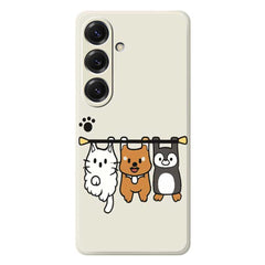 For Samsung Galaxy S25 Case Three Animal Dolls Pattern Printing Straight Edge TPU Phone Back Cover