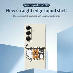 For Samsung Galaxy S25 Case Three Animal Dolls Pattern Printing Straight Edge TPU Phone Back Cover