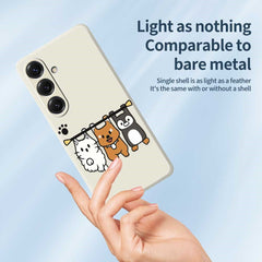 For Samsung Galaxy S25 Case Three Animal Dolls Pattern Printing Straight Edge TPU Phone Back Cover