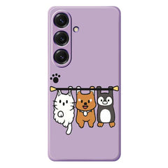 For Samsung Galaxy S25 Case Three Animal Dolls Pattern Printing Straight Edge TPU Phone Back Cover