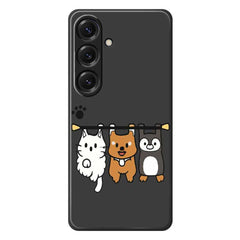 For Samsung Galaxy S25 Case Three Animal Dolls Pattern Printing Straight Edge TPU Phone Back Cover