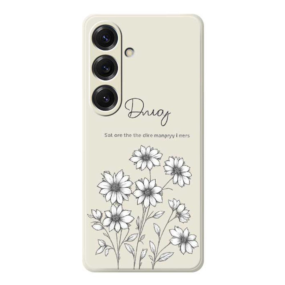 For Samsung Galaxy S25 Case Sketch Flowers Pattern Printing Straight Edge TPU Phone Back Cover