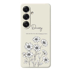 For Samsung Galaxy S25 Case Sketch Flowers Pattern Printing Straight Edge TPU Phone Back Cover