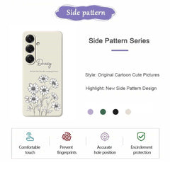 For Samsung Galaxy S25 Case Sketch Flowers Pattern Printing Straight Edge TPU Phone Back Cover
