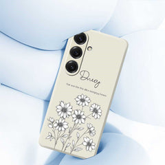 For Samsung Galaxy S25 Case Sketch Flowers Pattern Printing Straight Edge TPU Phone Back Cover
