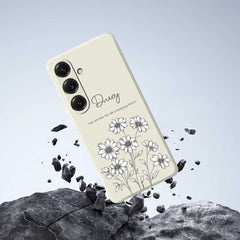For Samsung Galaxy S25 Case Sketch Flowers Pattern Printing Straight Edge TPU Phone Back Cover