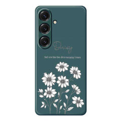 For Samsung Galaxy S25 Case Sketch Flowers Pattern Printing Straight Edge TPU Phone Back Cover