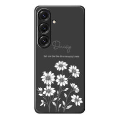 For Samsung Galaxy S25 Case Sketch Flowers Pattern Printing Straight Edge TPU Phone Back Cover