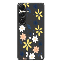 For Samsung Galaxy S25 Case Colorful Floral Blue Leaves Pattern Printing Straight Edge TPU Phone Back Cover