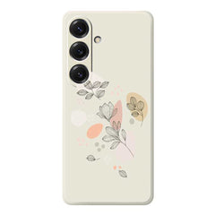 For Samsung Galaxy S25 Case Sketch Leaves Pattern Printing Straight Edge TPU Phone Back Cover