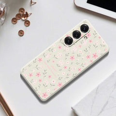 For Samsung Galaxy S25 Case Small Flower Pattern Printing Straight Edge TPU Phone Back Cover
