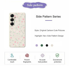 For Samsung Galaxy S25 Case Small Flower Pattern Printing Straight Edge TPU Phone Back Cover