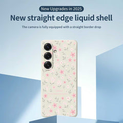 For Samsung Galaxy S25 Case Small Flower Pattern Printing Straight Edge TPU Phone Back Cover