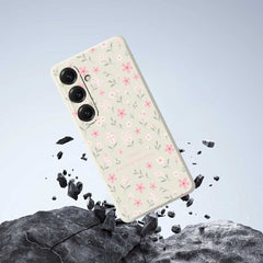 For Samsung Galaxy S25 Case Small Flower Pattern Printing Straight Edge TPU Phone Back Cover