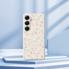 For Samsung Galaxy S25 Case Small Flower Pattern Printing Straight Edge TPU Phone Back Cover