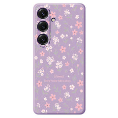 For Samsung Galaxy S25 Case Small Flower Pattern Printing Straight Edge TPU Phone Back Cover