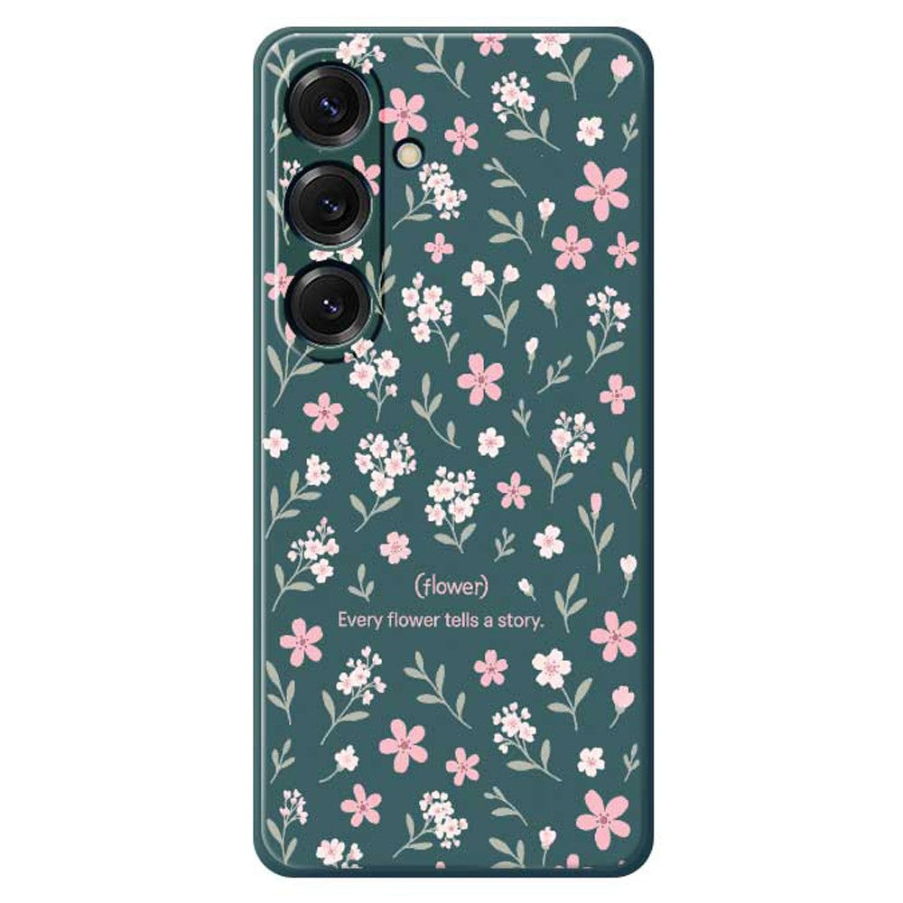 For Samsung Galaxy S25 Case Small Flower Pattern Printing Straight Edge TPU Phone Back Cover