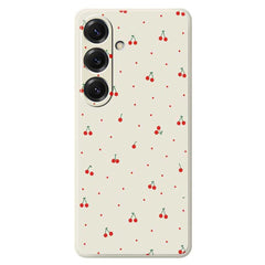 Coque arrière en TPU pour Samsung Galaxy S25, motif cerise rouge, bord droit 